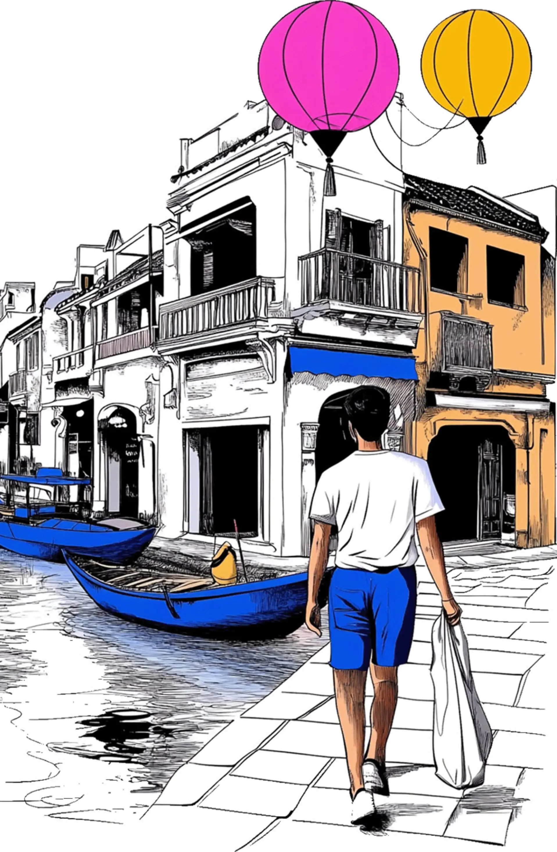 Illustration of Vietnam street scene